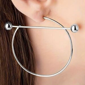 Womens Large Silver Hoop Earrings